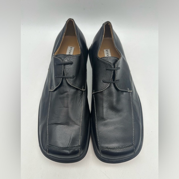 NEW Steve Madden Gunner Black Leather Square Toe Shoes Mismatch Sz R 10 / L 9.5 - Picture 3 of 10